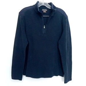 Michael Kors Mens Size M Medium Navy Blue  1/4 Zip Pullover MK Classic Sweater